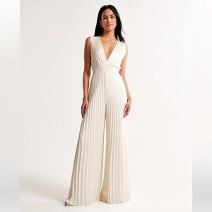 Abercrombie White Pleated Jumpsuit
